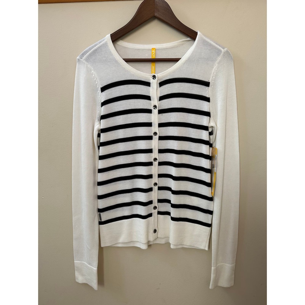 NEW Lole MARBELLA Black and White striped cardigan sweater lightweight Womens XS